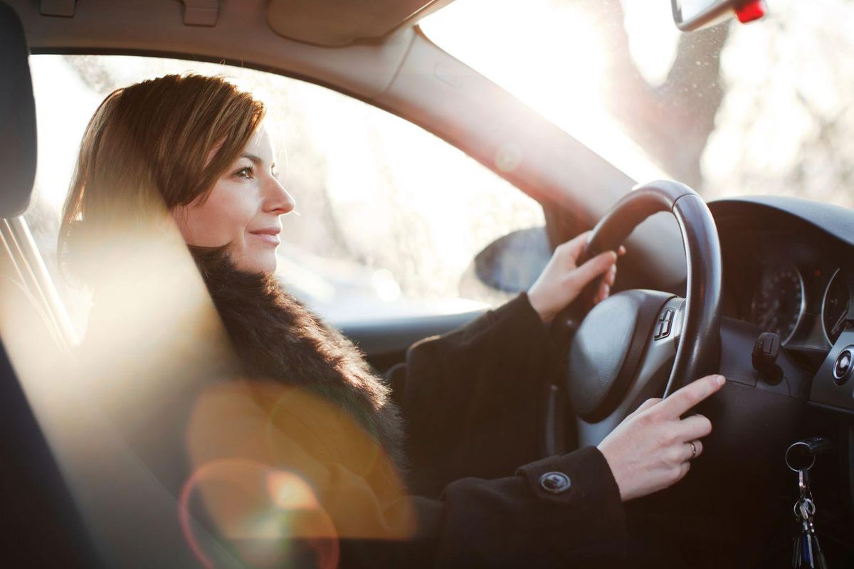 Woman Driving smiling